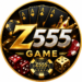 The logo for Z555 Game has cards and chips and dice and gold on it it looks like a casino.